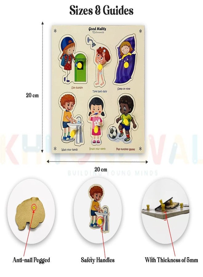 Khilonewale Kid's Wooden Good Habits Puzzle Games and Learning Educational Board for Kids - Image 3